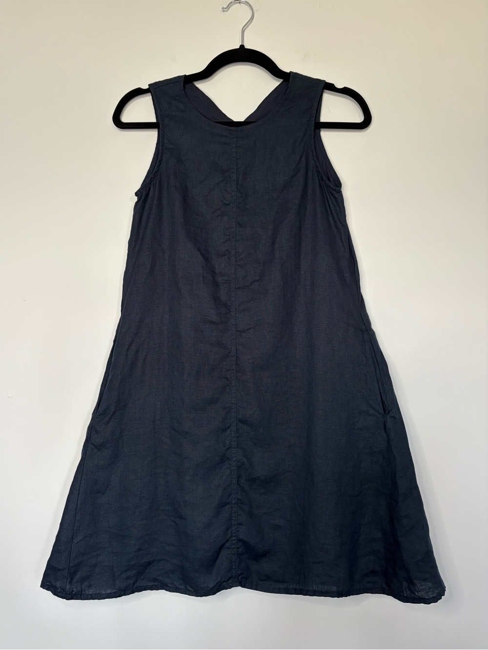 The Restyle Trait 100% Linen Sleeveless Navy Blue Slip Dress Size XS A-Line